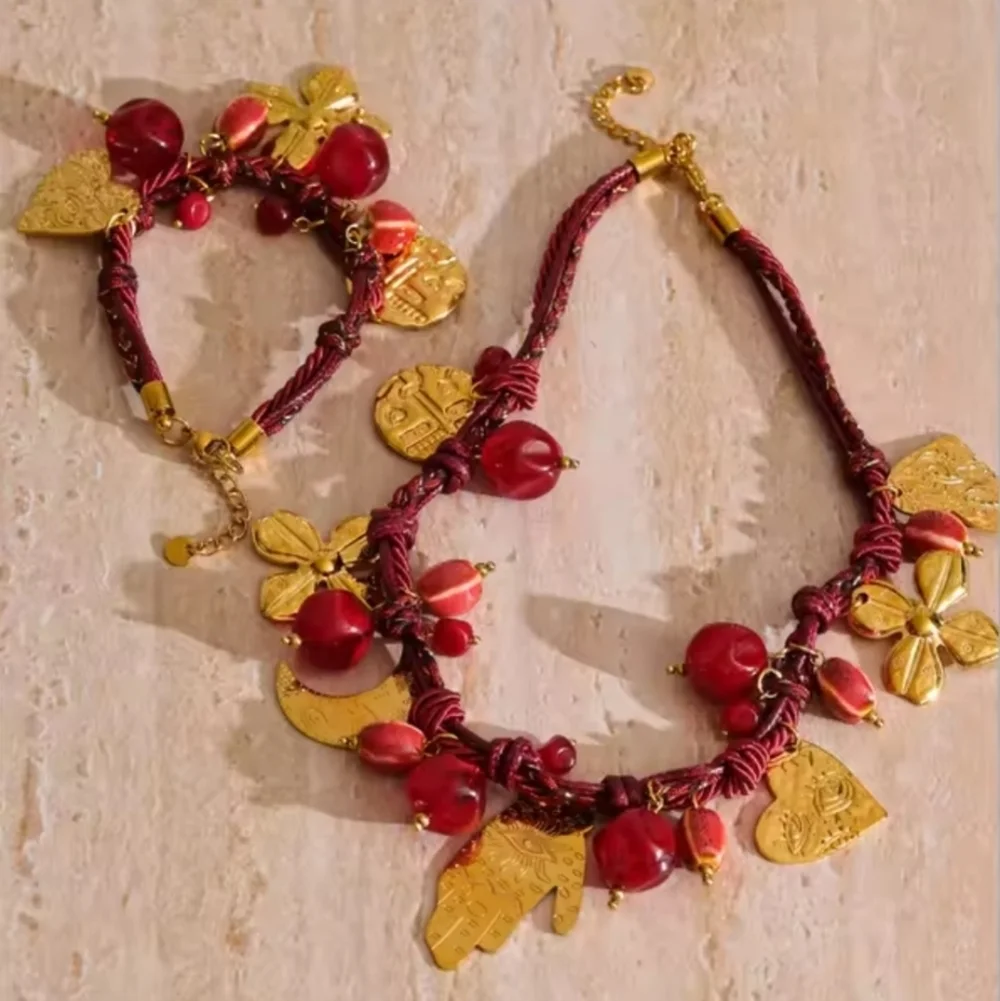 Free Pwople Desert Bloom Cord Necklace | Hamsa Evil Eye Moon | NWOT